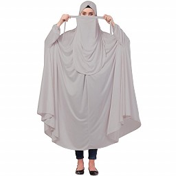 Free size jilbab with nose piece- Silver Grey
